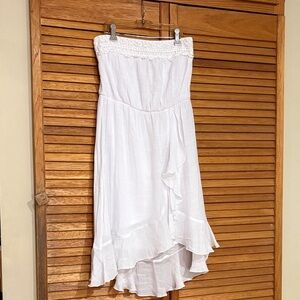 Iz Byer Strapless White Ruffled Dress